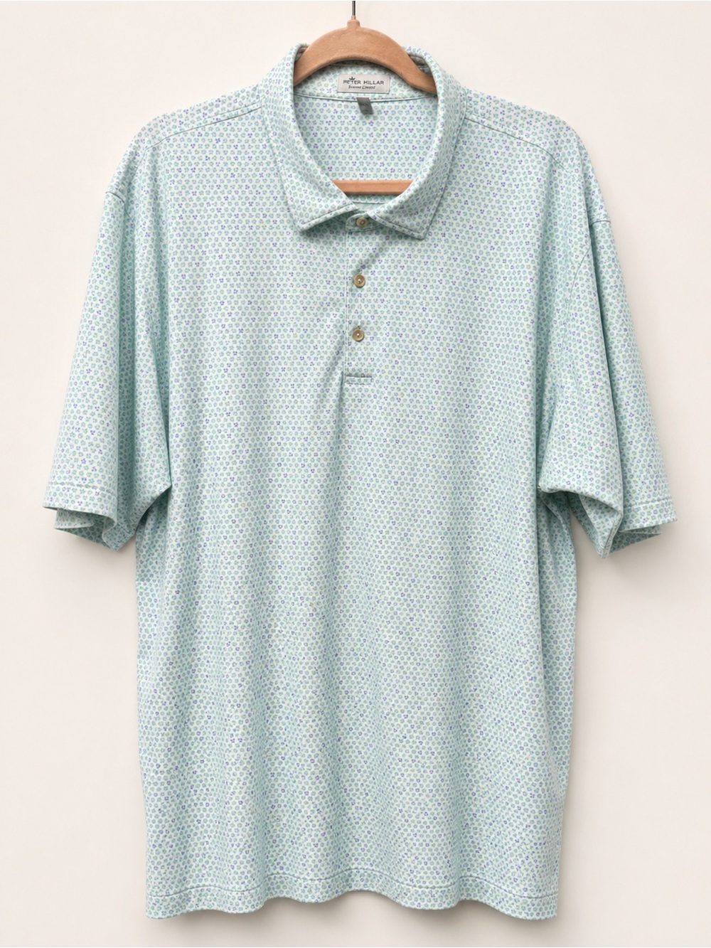 Peter Millar Light Mint Micro-Pattern Polo